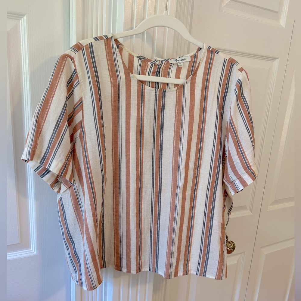 Madewell Linen Striped Button-back Blouse